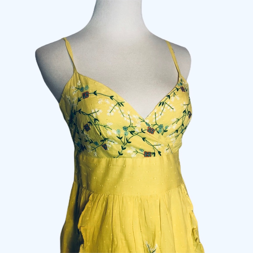 FINAL DAY Last Chance NWT Banjanan Swiss Dot Sunflower Maxi Dress xs - Picture 5 of 8